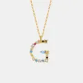 Vergoldete Silber Zirkonia Buchstabe G Halskette bunte Steine modischer Damenschmuck - Buchstabe G Anhänger Ohne Kette / 18K-Gold