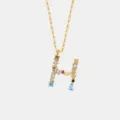 Elegante S925 Silber Bunte Zirkonia Buchstabe H Anhänger Halskette Modeschmuck - Buchstabe H Anhänger Ohne Kette / 18K-Gold