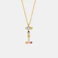 S925 Silber Bunte Zirkon Buchstabe Anhänger Halskette Zarte Modeschmuck Damen Geschenk - Buchstabe I Anhänger Ohne Kette / 18K-Gold
