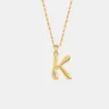 Vergoldete S925 Sterlingsilber Buchstabe K Anhänger Halskette mit glänzendem Zirkoniastein. - 925er Silber / 18K Gold (Buchstabe K)