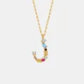 Buchstabe J Anhänger Halskette Bunt Zirkonia Vergoldet S925 Silber Damen Modeschmuck - Buchstabe J Anhänger Ohne Kette / 18K-Gold