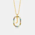 Zirkonia Buchstabe J Anhänger Halskette S925 Silber Vergoldet Damen Schmuck Kette - Buchstabe J Anhänger Ohne Kette / 925er Silber / 18K-Gold