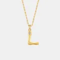 Vergoldete S925 Silber Buchstabe L Anhänger Halskette mit Stein, eleganter Schmuck. - 925er Silber / 18K Gold (Buchstabe L)