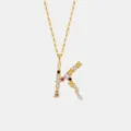 Vergoldete Silberkette mit mehrfarbigem Zirkonia Buchstaben K Anhänger eleganter Schmuck - Buchstabe K Anhänger Ohne Kette / 925er Silber / 18K-Gold