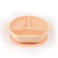 Babysilikon Saugteller mit unterteilten Fächern für Kleinkinder Fütterung und Babyschale. - Beige 013# (Großer Saugnapf)