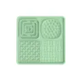 Green silicone pet slow feeder mat with four textured sections for slow eating and dog training. - Green (Square)