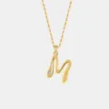Goldener Buchstabe M Anhänger Kette, elegante S925 Silber Halskette mit funkelndem Kristall. - 925er Silber / 18K Gold (Buchstabe M)