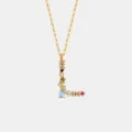 S925 Sterling Silber Mehrfarbig Zirkon Buchstabe L Anhänger Halskette Schmuck Geschenk - Buchstabe L Anhänger Ohne Kette / 925er Silber / 18K-Gold