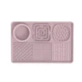 Pink silicone pet slow feeder mat, anti-choking dog licking mat with multi functional textures. - Pink (Rectangular)