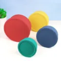 Colorful round silicone food storage container box with lid, durable kitchen organizer. - 4-Piece Set (Red, Yellow, Blue, Green)