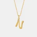 S925 Sterlingsilber Buchstabe N Anhänger Halskette minimalistische goldene Schlüsselbein Kette - 925er Silber / 18K Gold (Buchstabe N)