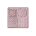 Pink silicone pet slow feeder mat with four multi-functional textured zones for dogs. - Pink (Square)