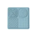 Blue silicone pet slow feeder mat, multi-textured square pet lick mat for dogs and cats. - Blue (Square)