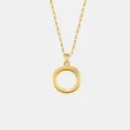 Goldener runder Anhänger Halskette S925 Sterlingsilber minimalistische Mode Schlüsselbeinkette - 925er Silber / 18K Gold (Buchstabe O)