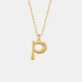 Buchstabe P Anhänger Halskette, Elegante Gold Farbe Initiale Kette Variante für Damen - 925er Silber / 18K Gold (Buchstabe P)