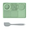 Silicone pet slow feeder mat set with spatula, multi-grid design for dogs and cats health. - Green + Scraper (Rectangular)