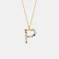Buchstabe P Anhänger Halskette S925 Silber Bunte Zirkonia Initiale Kette Schmuck - Buchstabe P Anhänger Ohne Kette / 925er Silber / 18K-Gold