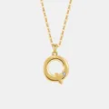 S925 Silber vergoldet Buchstabe Q Anhänger Halskette minimalistischer Damenschmuck - 925er Silber / 18K Gold (Buchstabe Q)