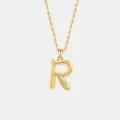 S925 Sterling Silber Vergoldet Buchstabe R Anhänger Halskette Eleganter Damenschmuck - 925er Silber / 18K Gold (Buchstabe R)