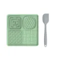 Tappetino leccare lento in silicone per animali con spatola, design strutturato per cani. - Quadrato con Raschietto / Verde