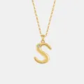 Buchstabe S Anhänger Halskette Goldfarben Sterling Silber Zierlicher Schmuck für Damen - 925er Silber / 18K Gold (Buchstabe S)