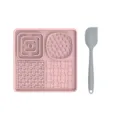 Tappetino mangia lento in silicone per animali con spatola, ciotola lenta per cani. - Quadrato con Raschietto / Rosa