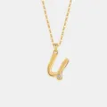 Vergoldete Buchstaben U Anhänger Halskette mit funkelndem Zirkonia Stein schickes Schmuck. - 925er Silber / 18K Gold (Buchstabe U)