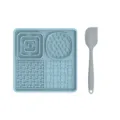 Tappetino leccatura per cani in silicone blu con spatola, ciotola lenta per animali. - Quadrato con Raschietto / Blu