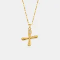 Goldfarbene S925 Silber geschwungene Kreuz Anhänger Halskette minimalistische Luxus Schmuck. - 925er Silber / 18K Gold (Buchstabe X)