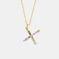 Elegante goldfarbene Halskette mit mehrfarbigem Zirkon Buchstaben Anhänger Schmuck - Buchstabe X Anhänger Ohne Kette / 18K-Gold