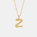 Goldener Buchstabe Z Anhänger Halskette mit funkelndem Stein, Sterlingsilber Modeschmuck Damen - 925er Silber / 18K Gold (Buchstabe Z)
