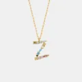 Goldfarbene Buchstabe Z Halskette mit bunte Zirkonia Steinen modischer Zirkon Anhänger - Buchstabe Z Anhänger Ohne Kette / 18K-Gold