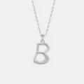 S925 Sterling Silber Buchstabe B Halskette minimalistischer Anhänger modischer Schmuck - 925er Silber / Platinfarbe (Buchstabe B)