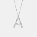 Silberner Buchstabe A Anhänger Halskette Zirkonia Mikro Pave Zierliche Schlüsselbein Kette - Buchstabe A Anhänger Ohne Kette / Platin