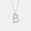 S925 Silber Mikrofassung Zirkon Buchstabe B Anhänger Halskette Variante Stil Neuheit - Buchstabe B Anhänger Ohne Kette / Platin