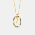 Gold S925 Silber bunte Zirkon Buchstabe Z Anhänger Halskette Mode Schlüsselbein Kette - Buchstabe Z Anhänger Ohne Kette / 925er Silber / 18K-Gold