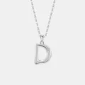 S925 Sterlingsilber Buchstabe D Anhänger Halskette minimalistische Mode Schlüsselbeinkette Damen - 925er Silber / Platinfarbe (Buchstabe D)
