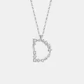 Silberne D Buchstabe Anhänger Halskette mit glitzernden Zirkonia Steinen für Damen Schmuck. - Buchstabe D Anhänger Ohne Kette / Platin