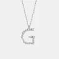 S925 Silber Buchstabe G Zirkonia Anhänger Halskette, elegante Initialen Kette für Damen Schmuck. - Buchstabe G Anhänger Ohne Kette / 925er Silber / Platin