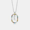 S925 Sterling Silber Bunte Zirkon Buchstabe E Anhänger Halskette Mode Schlüsselbein Kette - Buchstabe E Anhänger Ohne Kette / 925er Silber / Platin
