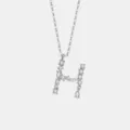 S925 Silber Zirkonia Buchstabe H Anhänger Halskette Damenschmuck Eleganz Geschenk Neu - Buchstabe H Anhänger Ohne Kette / 925er Silber / Platin