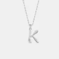 S925 Silber Buchstabe K Kettenanhänger Elegante Alphabet Halskette Schmuck Damen - 925er Silber / Platin (Buchstabe K)
