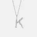 Silberne Initialen K Halskette mit funkelnden Zirkoniasteinen, vielseitige Kette. - Buchstabe K Anhänger Ohne Kette / 925er Silber / Platin