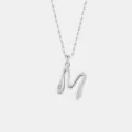S925 Sterling Silber Buchstabe M Anhänger Halskette Minimalistische Mode Clavicle Kette - 925er Silber / Platin (Buchstabe M)