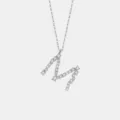 Elegante Silber Zirkonia Anfangsbuchstabe Anhänger Halskette Mode Schmuck Variante - Buchstabe M Anhänger Ohne Kette / 925er Silber / Platin