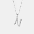 S925 Silber Buchstabe N Anhänger Halskette minimalistische Mode Schlüsselbeinkette für Damen - 925er Silber / Platin (Buchstabe N)