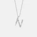 Silber Buchstabe N Zirkonia Anhänger Halskette Zarte Kette Schmuck Geschenk Neu - Buchstabe N Anhänger Ohne Kette / 925er Silber / Platin