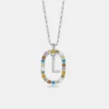 S925 Sterling Silber Bunte Zirkonia Buchstabe L Anhänger Halskette Für Damen Mode - Buchstabe L Anhänger Ohne Kette / 925er Silber / Platin