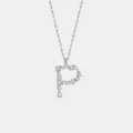 Silberne Buchstabe P Halskette, Zirkonia Mikrofassung Schlüsselbeinkette, eleganter Schmuck. - Buchstabe P Anhänger Ohne Kette / 925er Silber / Platin