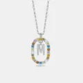 S925 Silber bunte Zirkonia Buchstabe M Anhänger Halskette Mode Schlüsselbein Schmuck - Buchstabe M Anhänger Ohne Kette / 925er Silber / Platin